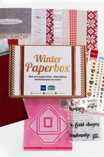winter, papier, box, papierbox, papierpakket, vellen, printjes, stickers